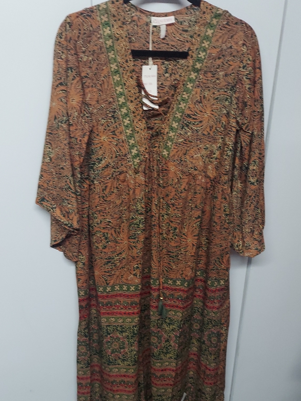 Boho Printed Tunic in Rust and Green